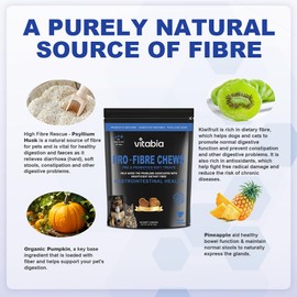 Pro Fibre For Dogs and Cats - Natural Fibre Supplement Dog Cat Treats For Gut Health, Anal Glands - Scooter Gland Treatment For Dogs, Cats with profibre and Probiotics For Dogs - 60 Cat dog treats