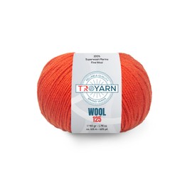 Troyarn Wool 125 (4- Skeins Pack) 100% Superwash Merino Fine Wool Light Worsted Weight #3 Soft Knitting and Crochet Yarn for Crocheting and Knitting (4 x 1.76 oz)/(4 x 125 Yds)(10918-Pomegranate)