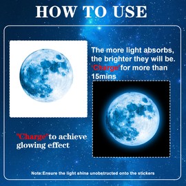 492 Glow in The Dark Stars & Moon Space Galaxy Universe Planet Wall Decals - Blue Glowing Stars Stickers for Kids Bedroom, Nursery & Living Room Decor