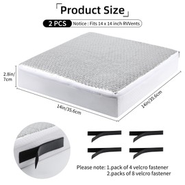 2Pcs RV Skylight Insulator 14x14x2.8 Inches, Universal RV Vent Insulator and Skylight Covers with Reflective Surface, Skylight Shade Energy Savings Sunroof Fits 14x14 Inch Standard RV Vents