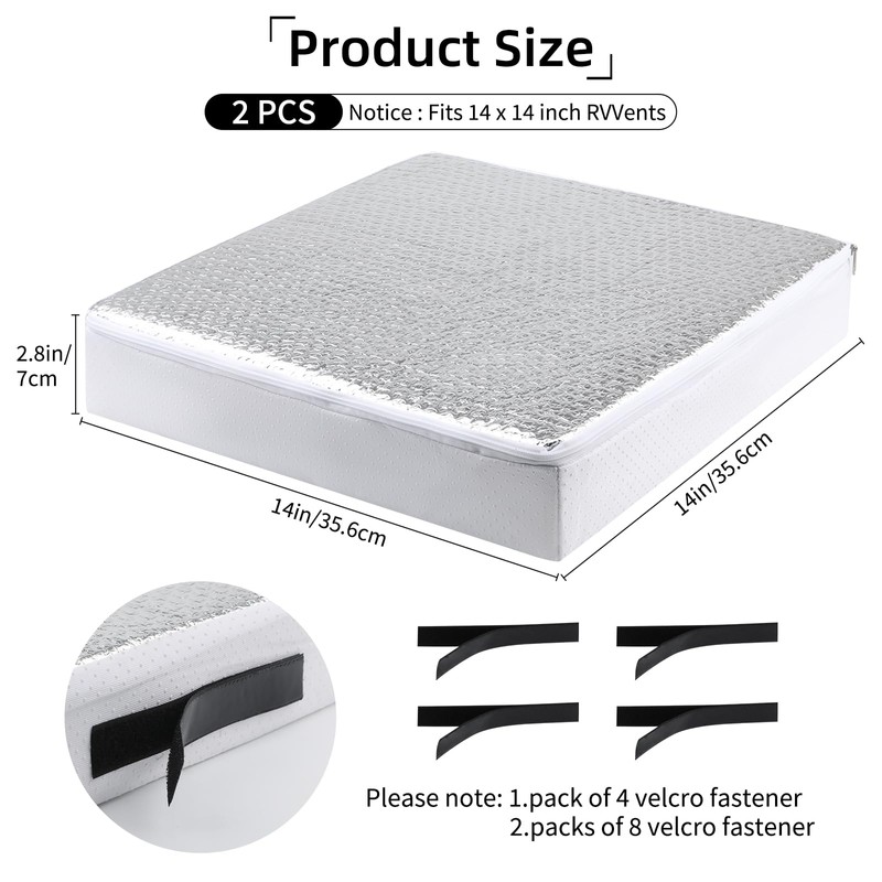 2Pcs RV Skylight Insulator 14x14x2.8 Inches, Universal RV Vent Insulator