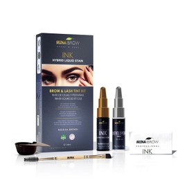 MinaiBrow INK Hybrid Liquid Tint for Brow & Lashes Reddish Brown |Long Lasting Spot Coloring for Brow & lash |Instant Brow Hair Dye Tint Kit | 100% Gray Coverage - up to 14 Applications - 14ml