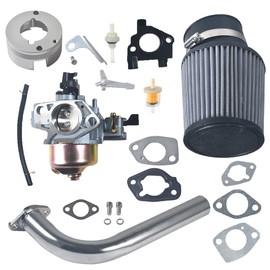 awtetpje awtetpje New Upgrade 420cc Carburetor Exhaust Pipe Air Filter kit fit for Honda GX390 GX340 Predator 420cc 301cc Engine Mini Bike Go Kart Performance Parts-Silvery