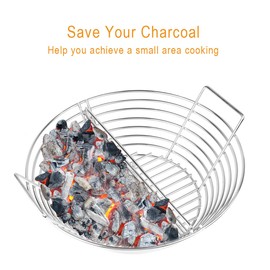 Mydracas Lump Charcoal Fire Basket with Divider Big Green Egg Accessories,Stainless Steel Grill Ash Baskets for The Large Big Green Egg,Kamado Joe Classic