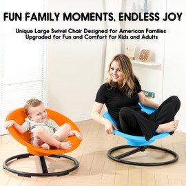 HAPPYMATY Spinning Chair for Autistic Kids, Sit and Spin Autism Toys for Age 3+, Sensory Swivel Chair Enhancing Motor Skills, Educational Indoor & Outdoor Toys (Orange)