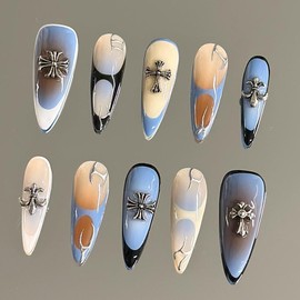 NailVesta DreamWear Collection – 100% Handcrafted 3D Press-On Nails | Reusable, Long-Lasting, Salon-Quality:_Gothic Sky_S