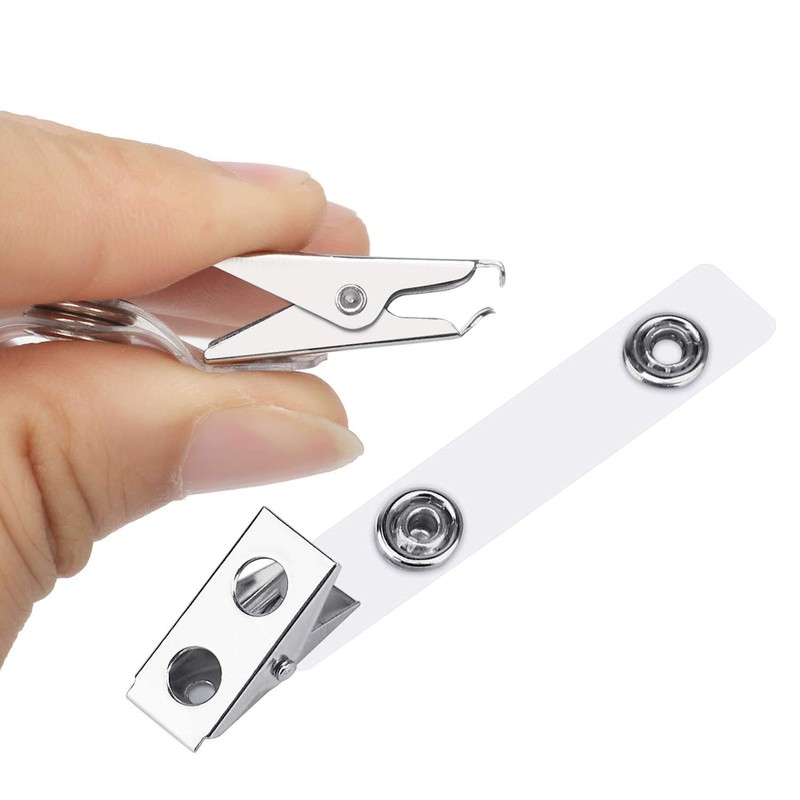 Metal Badge Clips with Clear PVC Straps for ID Cards