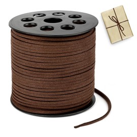 100 Yards x 2.6 mm Leather Cord, Leather Cord Suede, Craft Leather Bands, Faux Suede Cord for Chains, DIY Bracelet, Necklace, Jewellery Crafts (Brown)