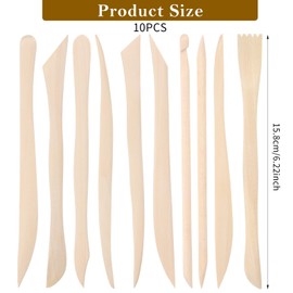 10Pcs Wooden Clay Sculpting Tools Double Ended Clay Modeling Tools 6.22 Inch Pottery Sculpting Tools for Cutting Soap Carving Smoothing Clay Supplies