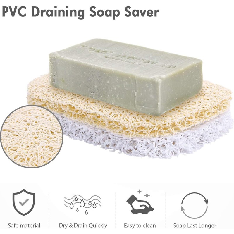 ZHjuju Soap Saver, Pack of 4 Soap Mat, Soap Dish