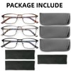 CRGATV 3-Pack Reading Glasses for Men Blue Light Blocking Metal