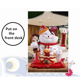 XIZHI 10 Inch Lucky Fortune Cat with Waving Arm Gold Operated Chinese Feng Shui Deoration Lucky Cat for Shops, Restaurants, Living Room