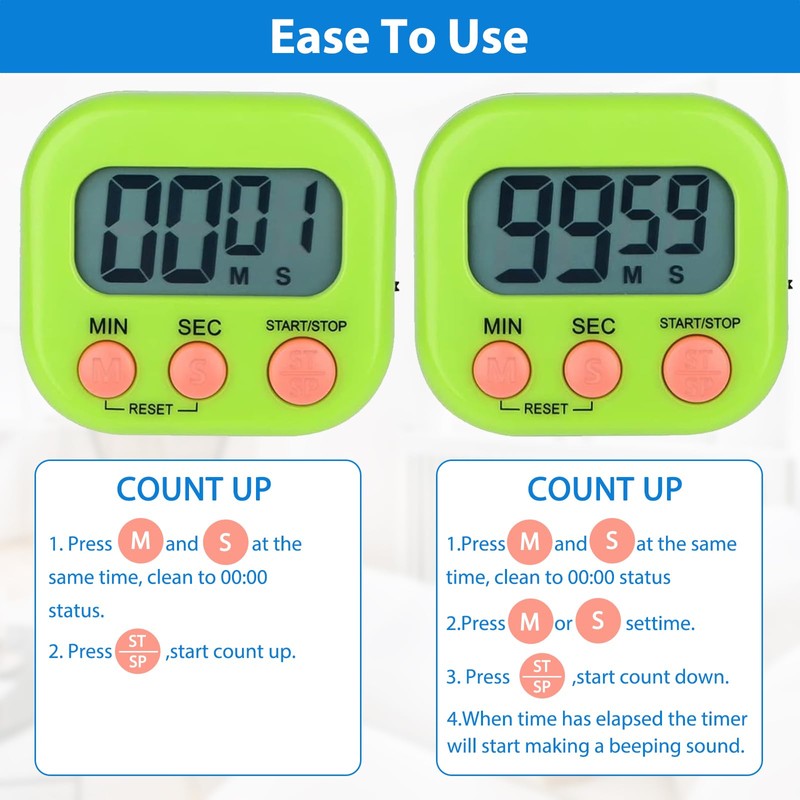 Neyeau Kitchen Timer 4 PCS Kitchen Timers for Cooking Timers