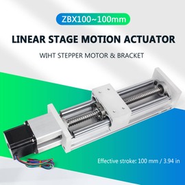 RATTMMOTOR ZBX100-100mm Stroke CNC Linear Stage Motion Actuator, Double Optical Axis X Y Z Axis Linear Slide Rail Aluminum Alloy Cross Sliding Table SBR16 Linear Rail Guide SFU1605 Ballscrew for CNC