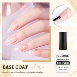 JODSONE 3Pcs 16.5ml Top Coat and Base Coat Set with Gel Nail Remover No Wipe Top Coat Base Need U V Lamp Cured Gel Nail Remover for Quick and Easy Removal At Home