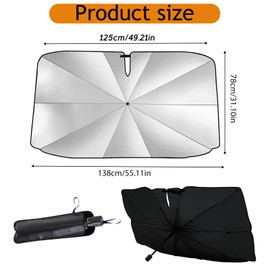 138x78cm Sonnenschutz Auto Frontscheibe für Windschutzscheibe, Auto Sonnenschutz Frontscheibe, UV-Schutz & Hitzeschutz | Universell für alle Fahrzeuge | Premium-Material mit Schnellaufbau-System