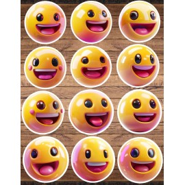 Unbranded Happy Face Emoji Die Cut Vinyl Stickers Set Scrapbooking Laptop WaterBottle