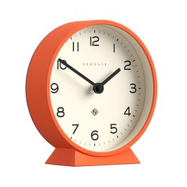 NEWGATE® M Mantel Echo desk clock | Modern round design | Pumpkin orange | Easy to read numbers | Contemporary style for desk, table, shelf or bedside
