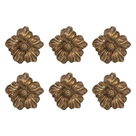 SOFFEE DESIGN Set of 6 Vintage Gold Zinc Cabinet Knobs, Decorative Metal Flower Shape Knobs Pull Handle for Door Cabinet Drawer, Antique Dresser Knobs Home Furniture Handle
