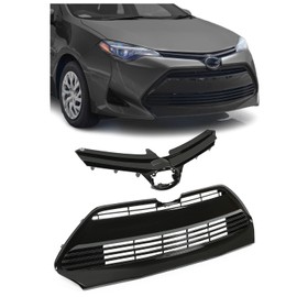 KUAFU Upper Lower Grill Compatible with 2017 2018 2019 Toyota Corolla LE XLE 5311102B00 5311202730 Front Bumper Hood Grille