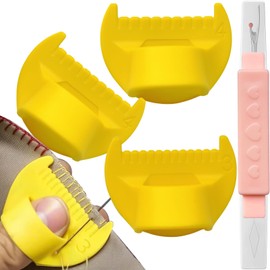 Edge Stitch Lock & Sewing Gauge (2 PCS 4mm, 1 PCS 3mm) with Threading and Stitch Remover Tool - Essential for Sewing and Quilting(3PCS) (Yellow)