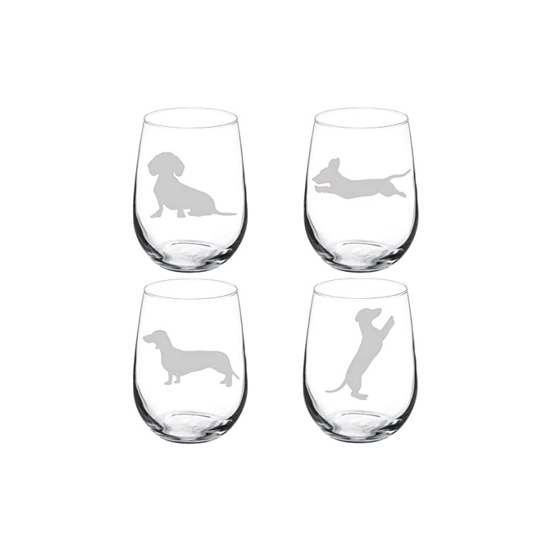 MIP Set of 4 Wine Glass Goblet Dachshund Collection (17