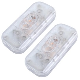 Pack of 2 cord switch, cord switch, 2-pin, lamp switch, intermediate switch, cable switch, 6 A 250 V, for 2-3 core cables, for lamps, small devices (transparent)