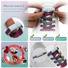 LT Easiyl No Tie Shoelaces Buckle No Tie Magnetic Lazy Shoe Strap Quick Release Suitable for Casual Shoes Sneakers Boots Canvas, 2 pairs of buckles (white + green)