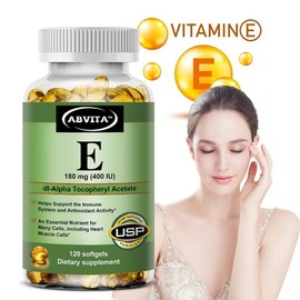 ABVITA Vitamin E 400 IU 120 softgels high content 180mg immune health antioxidant USP certified, 3 packs, 120 tablets / ABVITA 비타민E 400 IU 120소프트젤 고함량 180mg 면역 건강 항산화 USP 인증, 3개, 120정