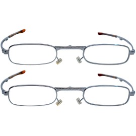 Stephanie Imports Set of 2 Mini Unisex Folding Reading Glasses With Hard Plastic Case (Tortoise)