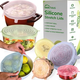 Reusable Silicone Stretch Lids for Food Storage in Fridge - Elastic Heat-Resistant Bowl Covers, Cups, Cans, Jars - Universal Food Grade Lid for Round and