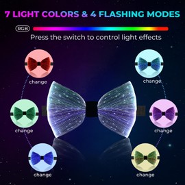 CARVEDREAM Light up Bow Ties 7 Colors LED Necktie Formal Bowtie for Wedding Funny Rave Accessories for Festival Party (Black)