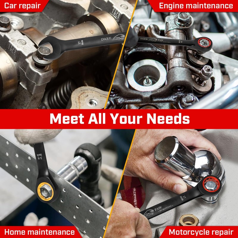 ironcube Ratcheting Wrench Set For Men: 16-Piece Metric & SAE
