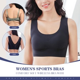 Necalisi Sports Bra Strong Support Women's Stretch Without Underwire Push Up Yoga Sports Bra Top for Fitness Training Padded Balconette Bra Push Up, black