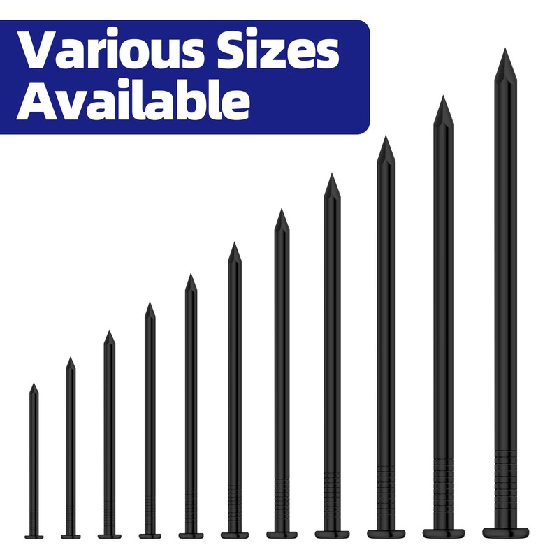 Etauwe 2-1/2 Inch Black Hardware Nails, Carbon Steel Flat Nails,