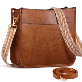 ISEYOU Cross Body Bag for Women, Women's Cross-Body Bags with 2 Colored Adjustable Straps, Multiple Pockets, Vegan Leather Large Shoulder Bag with Zipper Closure