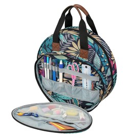 QIUPFGUT Yarn Bag, Yarn Organiser, Storage Bag, Wool Knitting Bag, Storage Bag for Yarns, Craft Bag for Crochet, Embroidery Sewing Bags for Knitting Accessories and Crochet Projects (Leaves)