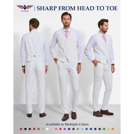 Hihawk Men's 2-Piece Suit, Vest Pants Set for Men, Fashion Waistcoat with Tie for Wedding, Prom, Homecoming, Business White