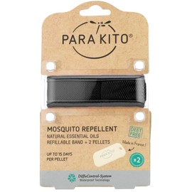 PARA'KITO Mosquito Repellent Bracelets, Bug Repellent Bracelets, Natural Essential, Spray Alternatives for Beach, Camping, Hiking (Black)