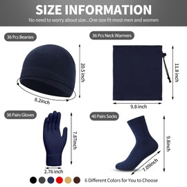 Liitrsh 148 Pcs Bulk Winter Beanies Gloves Scarf Sock Sets for Men Women, Fleece Hats for Homeless Donation Charity Bundle(Classic Colors)