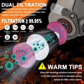 YYKUXI 2 Sets Half Face Respirator Mask, Reusable Gas Masks with 4PCS 2097 Filter for Paint,Organic Vapor,Sanding, Polishing,Spraying,Welding Against Dust,Chemicals