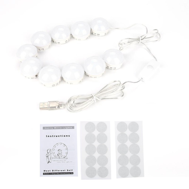 Vanity LED Makeup Mirror Lights Dimmable Bulb Concealable Wiring Light