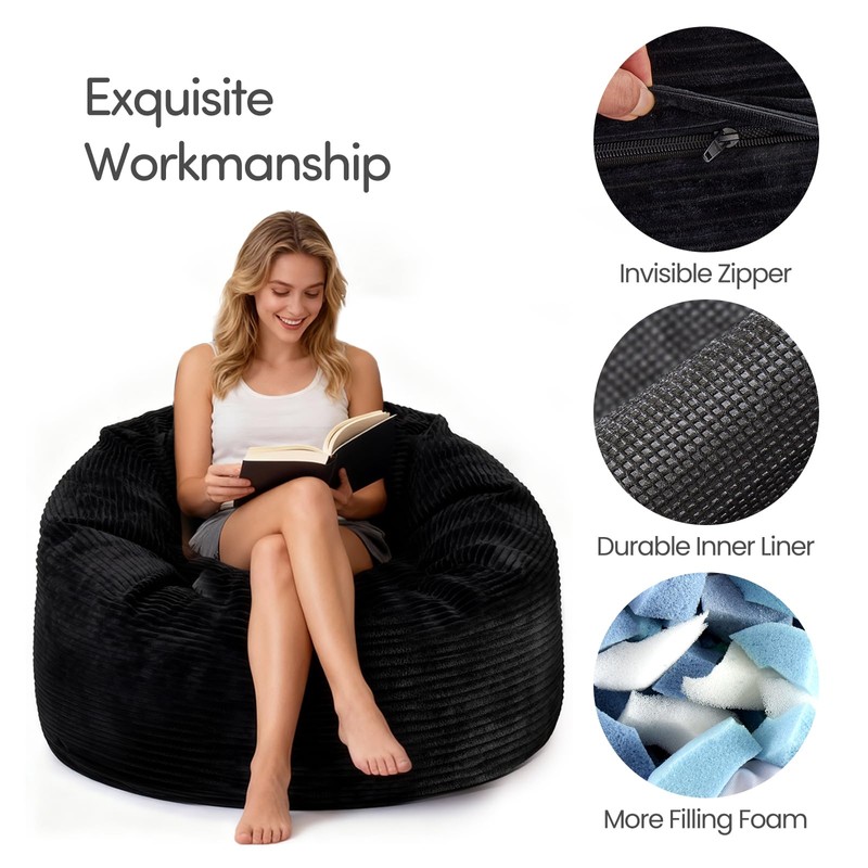 Yagamo Bean Bag Chairs for Teens, 3FT Bean Bag with
