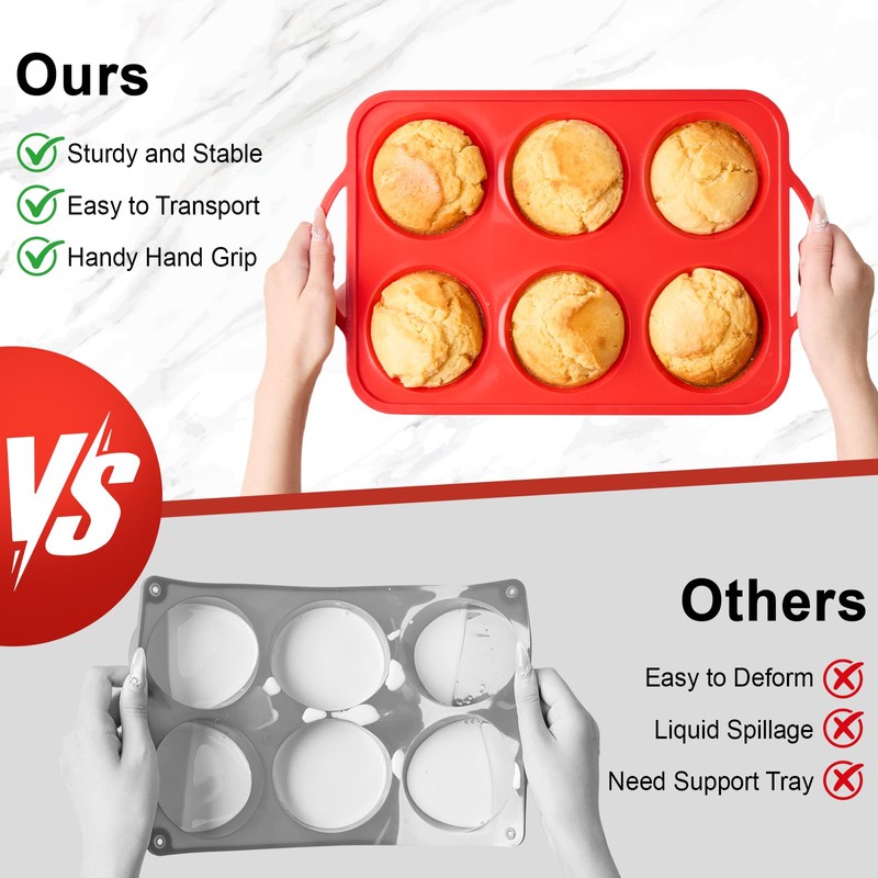 Puyeipt Jumbo Muffin Pan with Metal Frame, 6 Cup Large