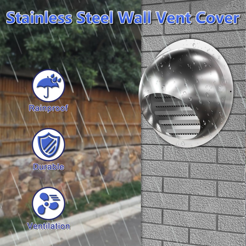 10 Inch Dryer Vent Cover Stainless Steel Round Air Ventilation