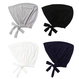 4Pcs Headbands for Women Lightweight Cotton Headband Elastic Head Bands Women's Hair Band Turban Printed Stylish Wrap for Girls Cute Hair Accessories (Black, White, Gray, Navy blue, M)