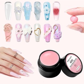 Solid Builder Gel for Nails Hard Gel for Nails 4 in1 Clear Pink White Nude Non-sticky Handwith Nail Art Tools for DIY Nail Thickening Solution 20g