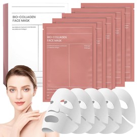 Organic Collagen Real Deep Mask, Organic Collagen Mask Korean, Collagen Night Wrapping Mask Sheet Mask, Hydrating Overnight Mask, Anti-Ageing Collagen Face Mask, Overnight Hydrogel Mask (B) Pack of 5