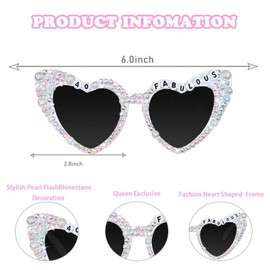 40th Birthday Glasses for Women-40&Fabulous White Shiny Diamond Pearl Sunglasses for Women 40th Birthday Party Decors