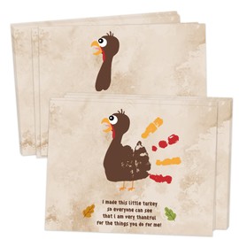 scodilo Thanksgiving Little Turkey Handprint Art Craft Kits, 10-Pack 8.5x11 Inch DIY Greeting Cards, Thanksgiving Handprint Keepsake, Fall Crafts for Homeschool Classroom Family Activities